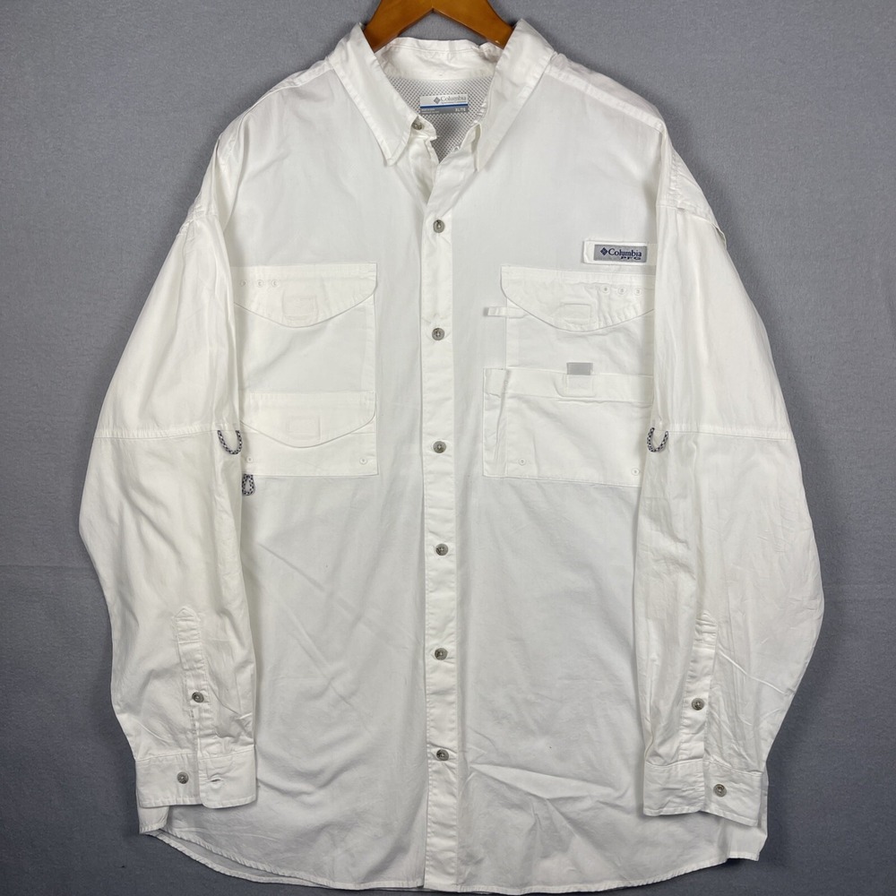 Columbia PFG Shirt Men's XL/TG White Fishing Performance Vented